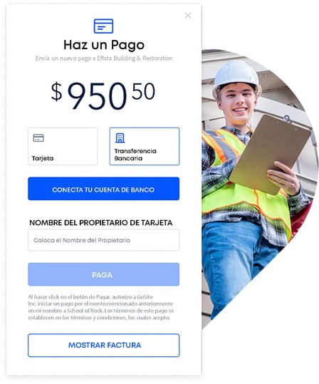 Haz un pago con el App de GoSite.